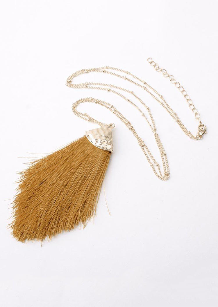 

Thread Tassel Pendant Long Chain Sweater Necklace, Yellow, 494682