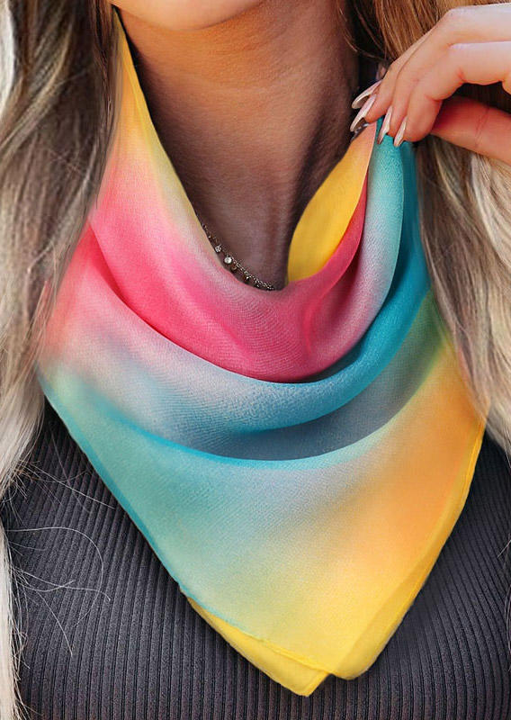 

Gradient Rainbow Striped Square Neckerchief Hair Scarf, Blue;pink, 503691