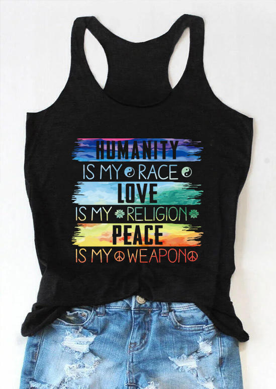

Humanity Is My Race Racerback Tank - Black, 506000