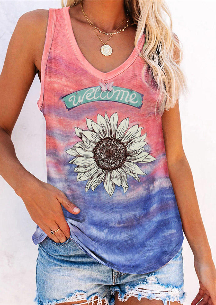 

Welcome Sunflower Gradient Butterfly Tank, Multicolor, 506104