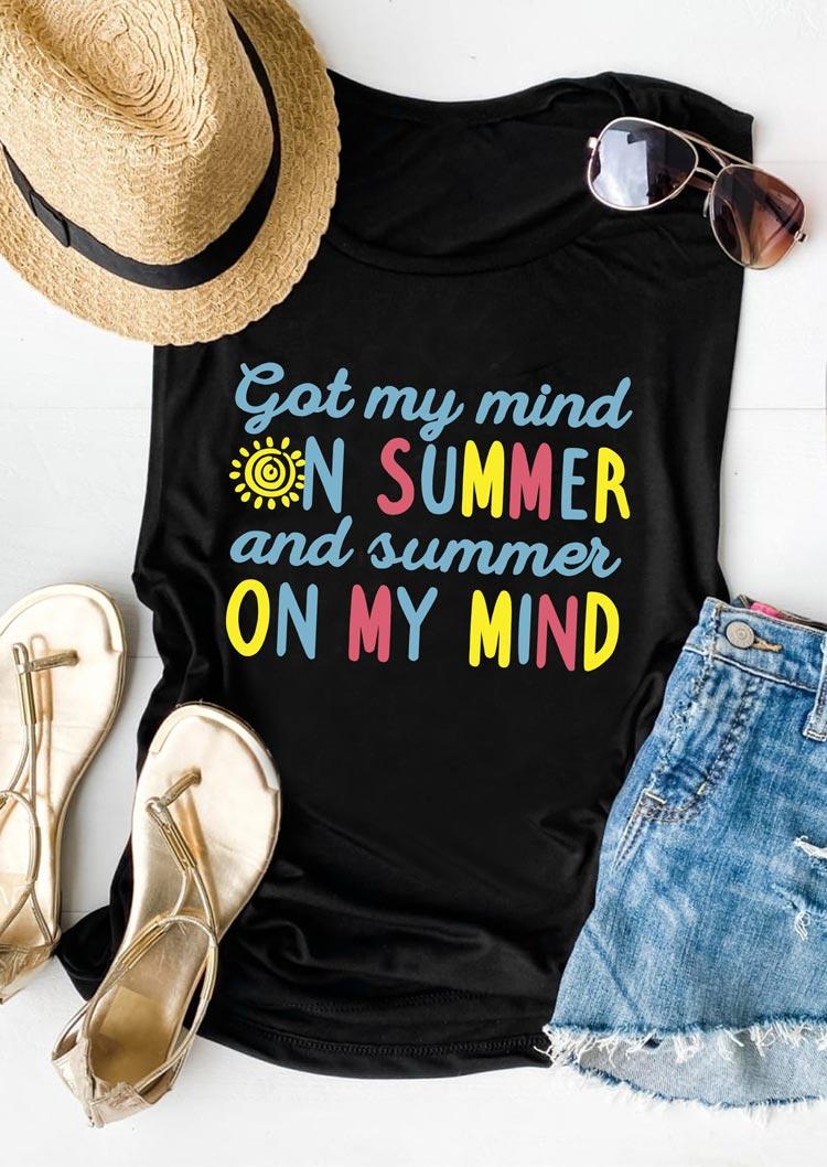 

Got My Mind On Summer And Summer On My Mind Tank - Black, 506310