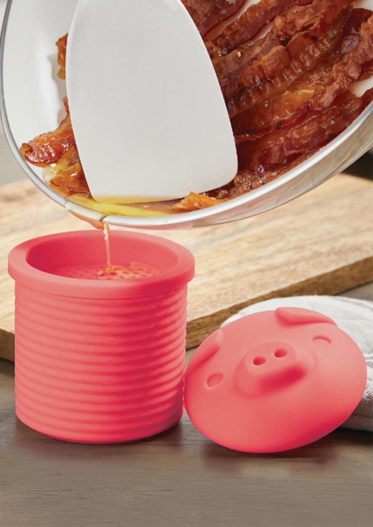 

Cute Piggy Bacon Grease Container with Strainer, Pink, 506364