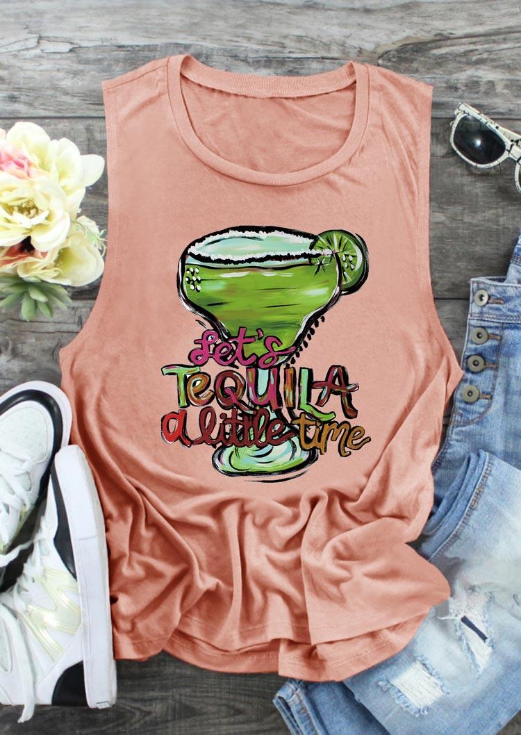 Let's Tequila A Little Time O-Neck Tank - Flesh