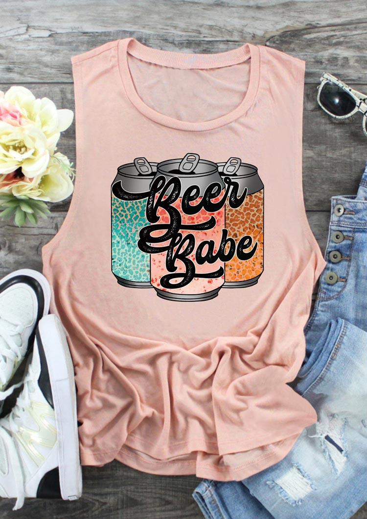 

Beer Babe Leopard Can Casual Tank - Pink, 506416