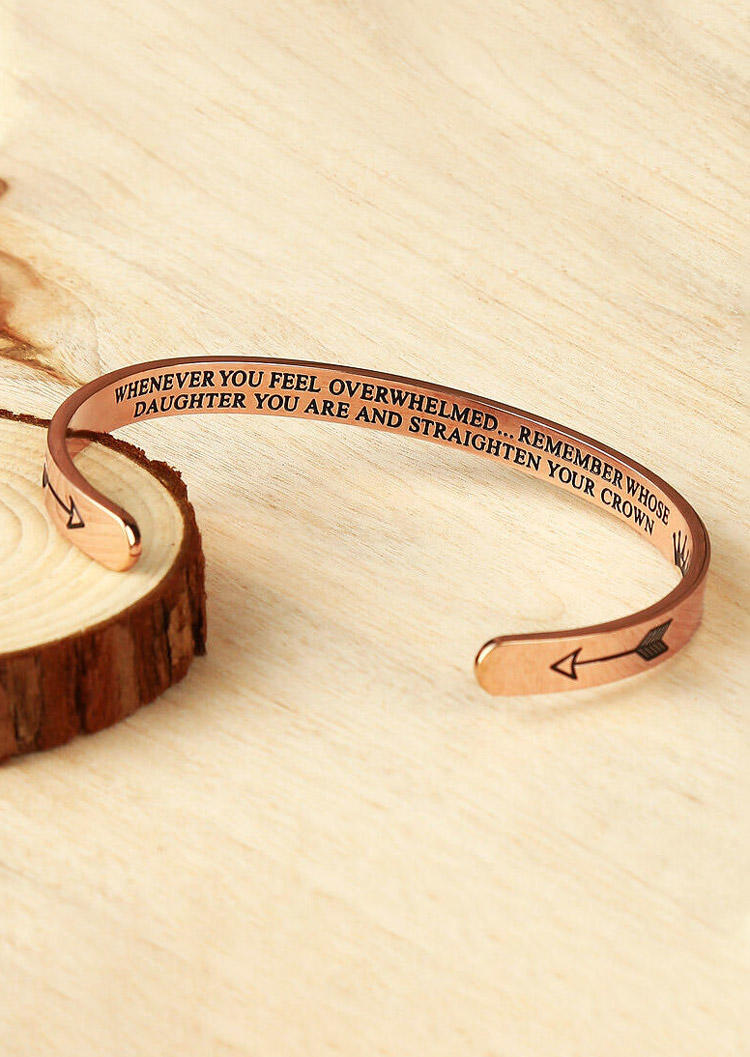 

Remember Who You Are And Straighten Your Crown Open Bracelet, Rose gold, 493621