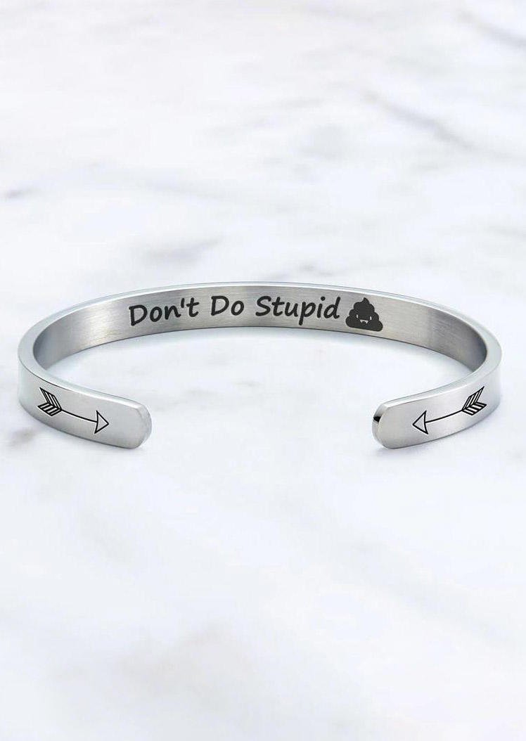 

Don't Be Stupid Arrow Open Stainless Steel Bracelet, Silver, 498434