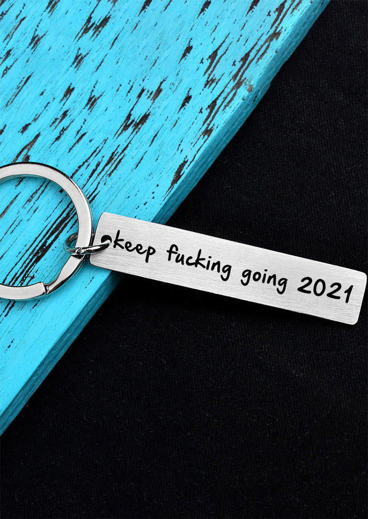 

Keep Fucking Going Stainless Steel Keychain, Silver, 499047