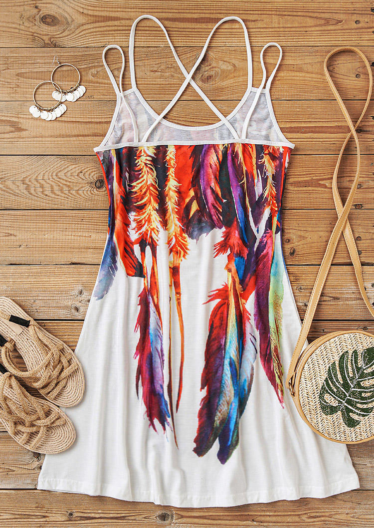 Buy Feather Cut Out Sleeveless Mini Dress. Picture