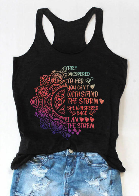 

They Whispered To Her Gradient Mandala Racerback Tank - Black, 506300