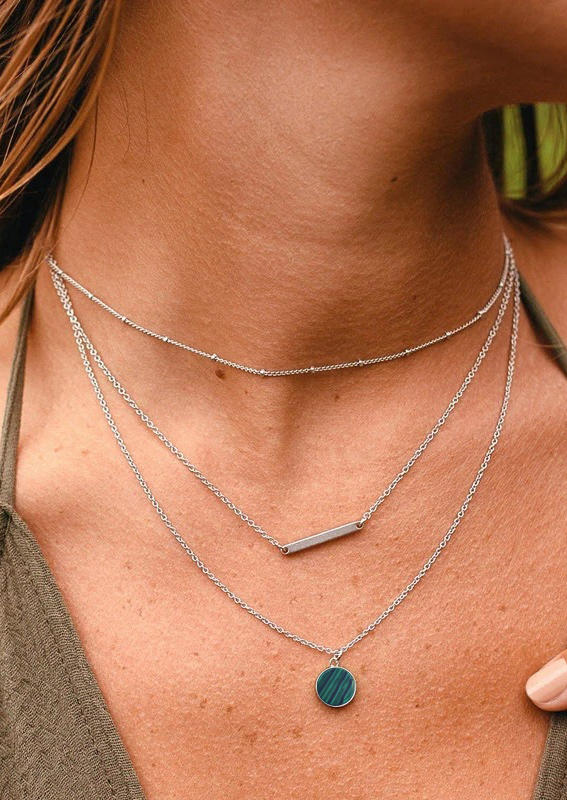 

Bohemian Alloy Multi-Layered Pendant Necklace, Silver, 506490