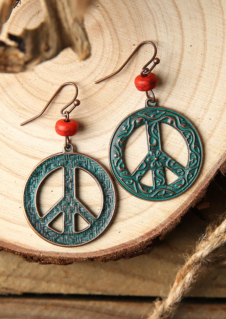 

Vintage Hollow Out Flower Engraved Turquoise Round Earrings, Red, 496302