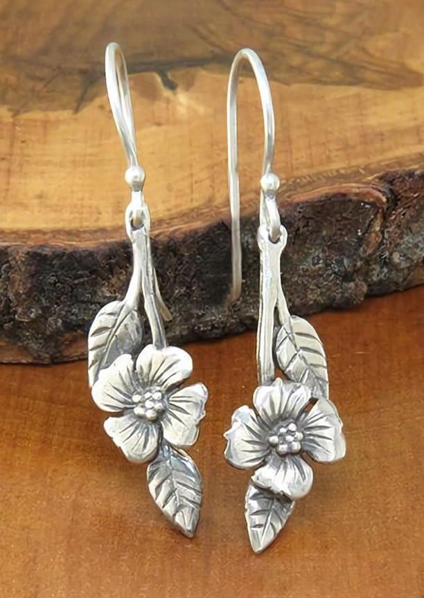 

Vintage Floral Leaf Pendant Earrings, Silver, 497361