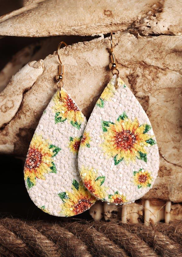 

Bohemian Sunflower Water Drop Earrings, White, 497850