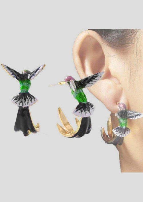 

Flying Hummingbird Shaped Alloy Earrings, Multicolor, 498466