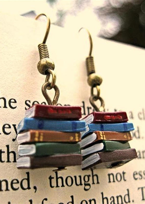 

Creative Book Stack Pendant Earrings, Multicolor, 498531
