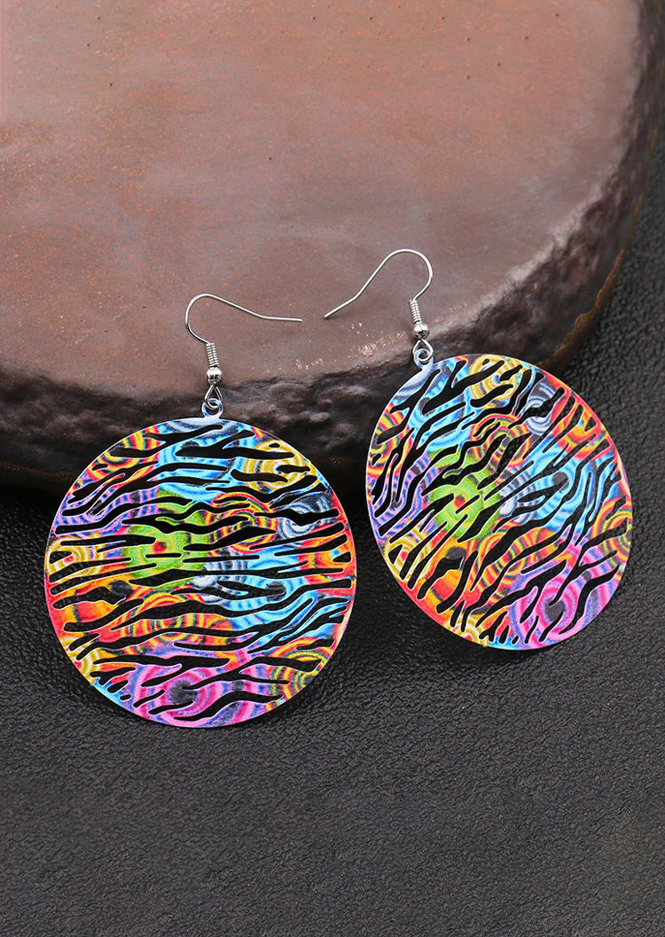 

Tie Dye Hollow Out Feather Round Pendant Earrings, Pattern2, 498617