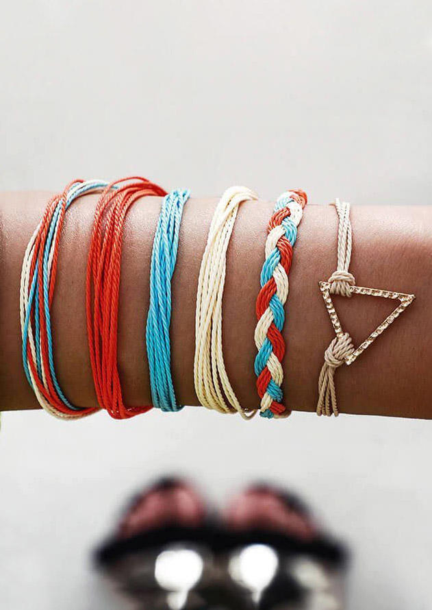 

6Pcs Bohemian Colorful Hand-Woven Rope Bracelet Set, Multicolor, 502978