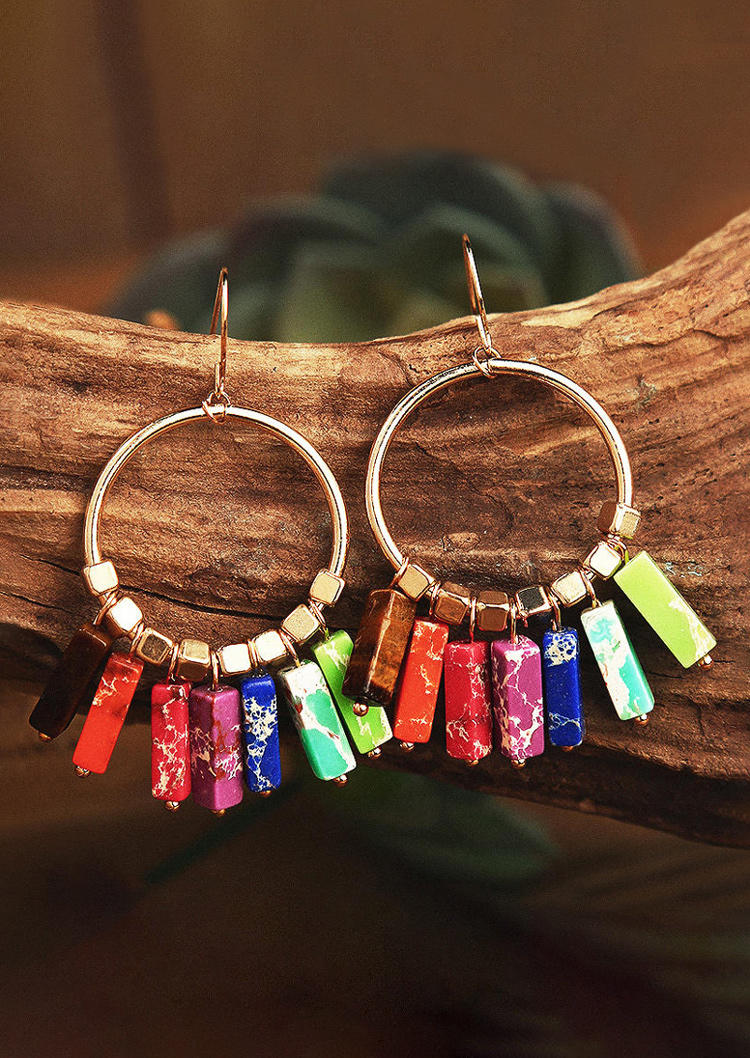 

Rainbow Synthetic Emperor Turquoise Exaggerated Earrings, Gold, 503862