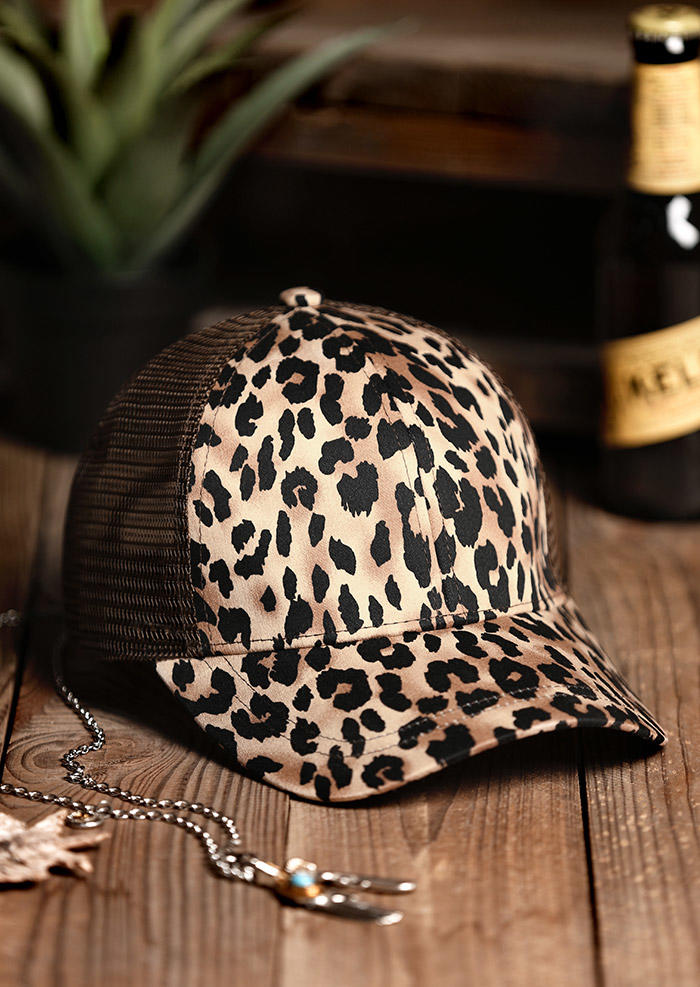 

Leopard Printed Mesh Baseball Cap, 452993