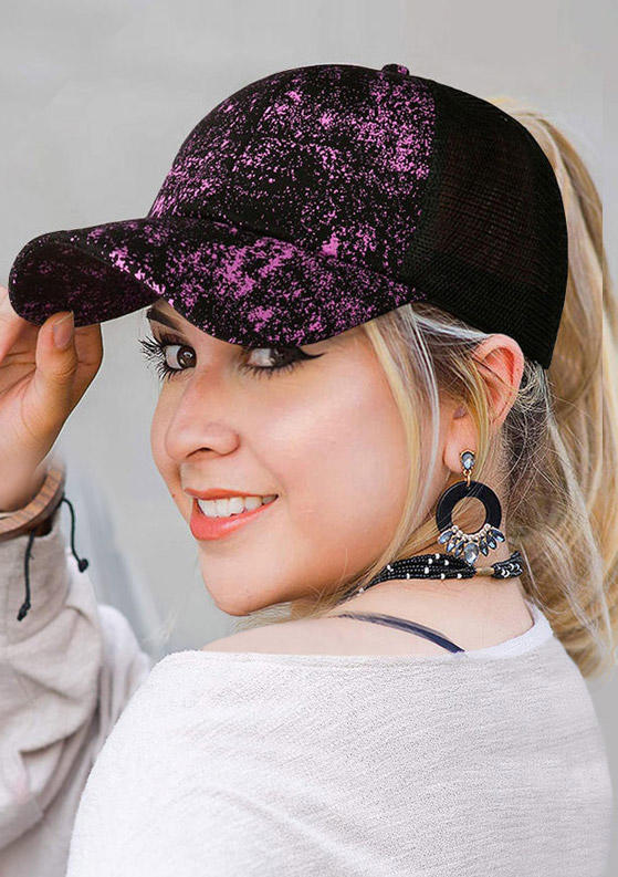 

Tie Dye Mesh Splicing Criss-Cross Baseball Cap, Rose red, 496161