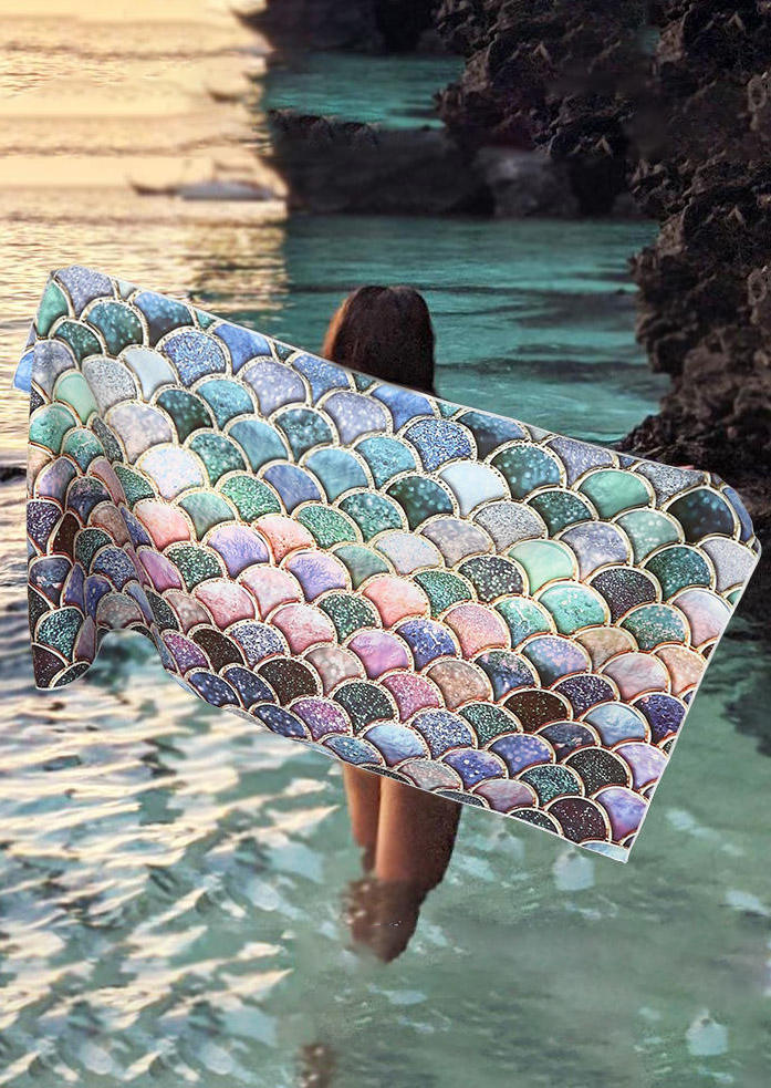 

Colorful Mermaid Scale Quick-Drying Beach Towel, Multicolor, 500985