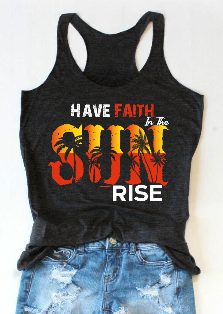 

Have Faith Sun Rise Palm Tree Racerback Tank - Dark Grey, 506498