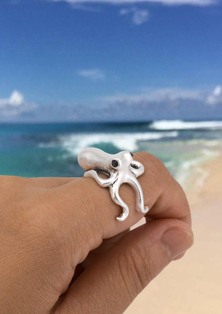 

Vintage Octopus Open Adjustable Ring, Gold;silver, 506719