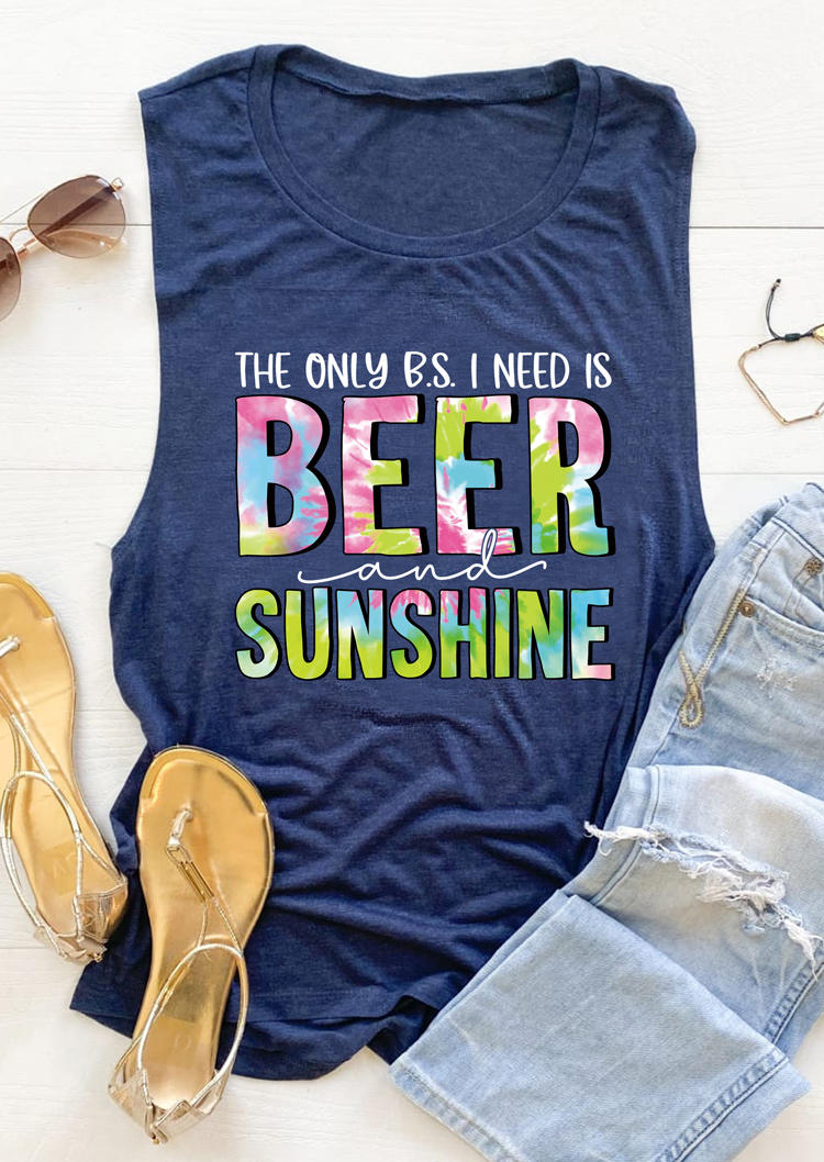 

The Only BS I Need Is Beer And Sunshine Tank - Deep Blue, 506828
