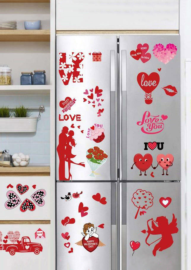 

8Pcs Happy Valentine's Day Love Heart Decorative Window Stickers, Red, 492918