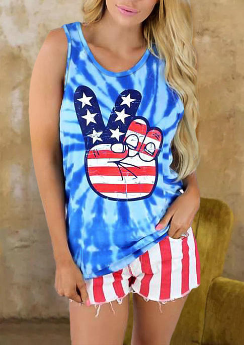 

America Peace Tie Dye Striped Star Tank, Multicolor, 506458