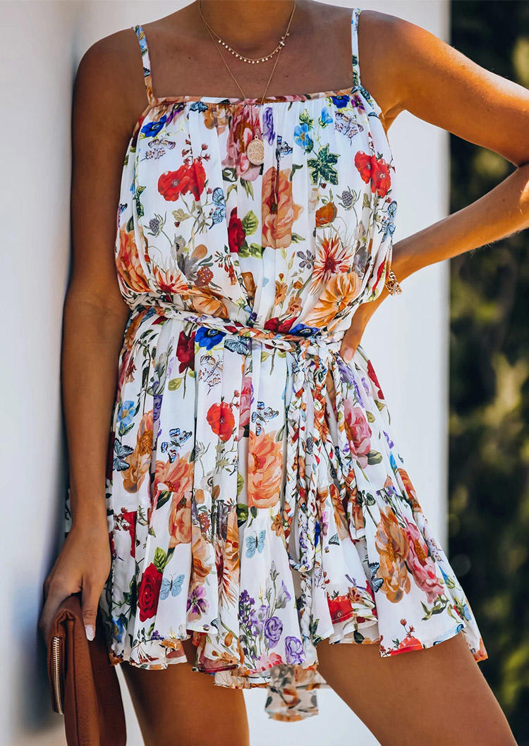 

Floral Open Back Mini Dress, Multicolor, 506866