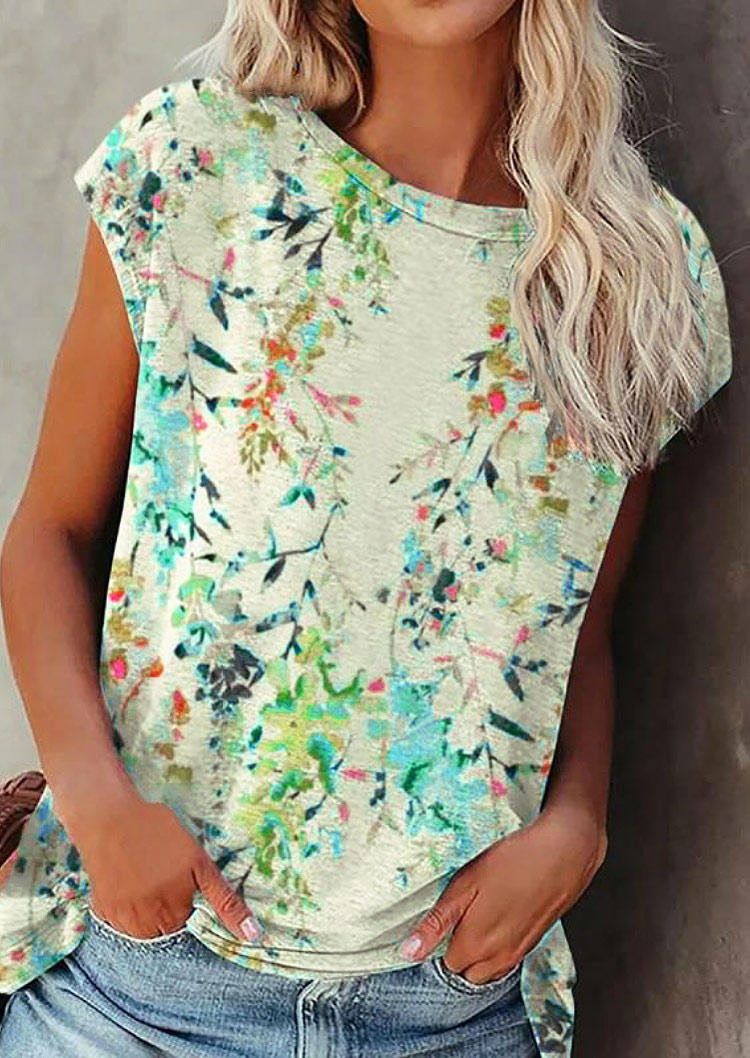 

Floral Oil Painting Short Sleeve T-Shirt Tee - Light Green, 506867