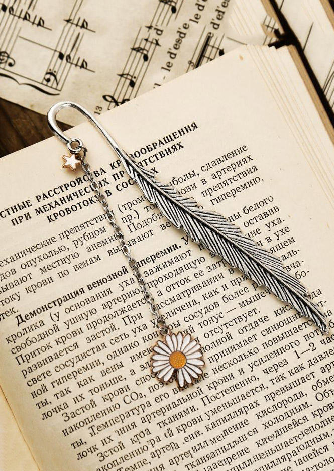 

Feather Star Daisy Pendent Alloy Bookmark, White;yellow, 498684