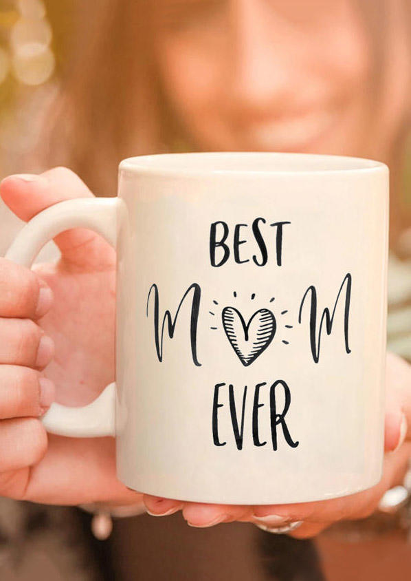 

Best Mom Ever Heart Porcelain Cup, White, 498867