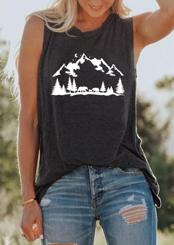 

Mountain Silhouette Casual Tank - Dark Grey, 506597