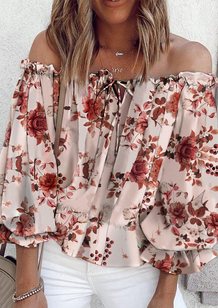 

Floral Ruffled Off Shoulder Casual Blouse, Multicolor, 506875