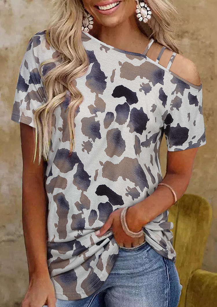 

Cow One Sided Cold Shoulder Blouse, Multicolor, 506962