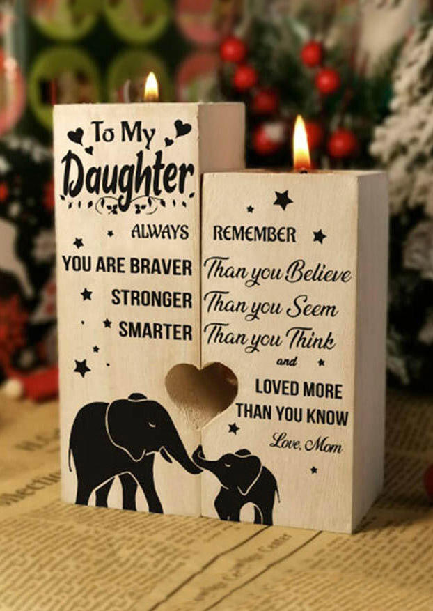 

Mom To My Daughter Heart Wooden Candle Holder, Pattern1, 491658
