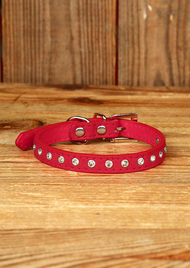 

Shiny Rhinestone Soft And Comfortable Pet Dog Cat Collar, Black;red, 491821