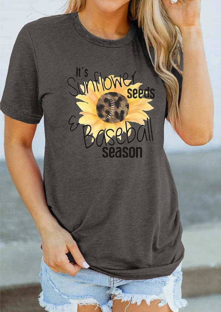 

It' Sunflower Seeds And Baseball Season T-Shirt Tee - Gray, 507024