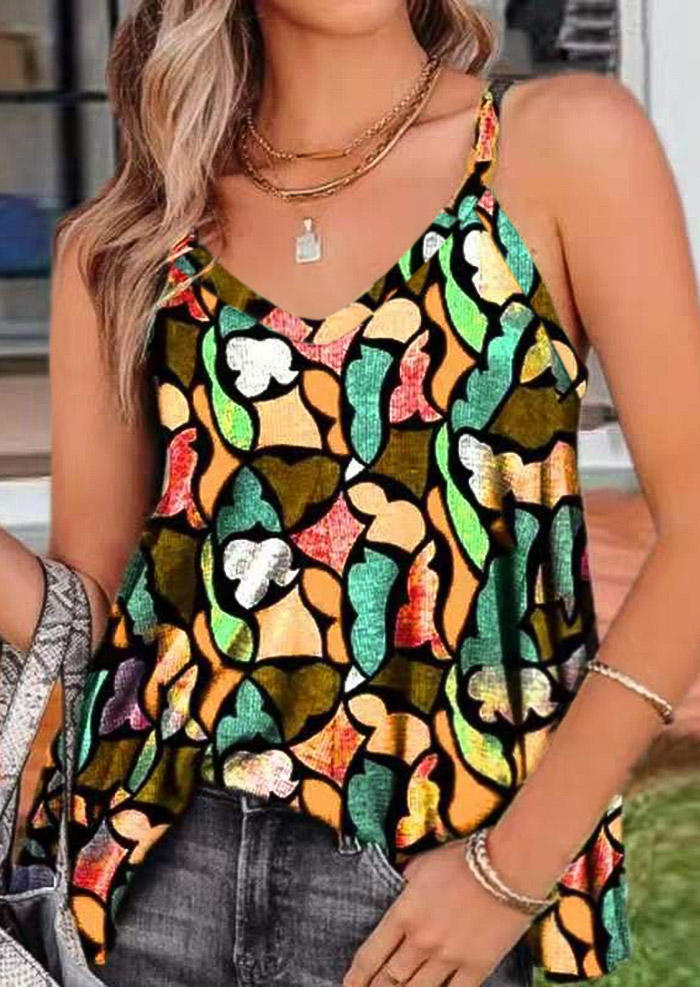 

Vintage Ethnic Style Sleeveless Camisole, Multicolor, 507074
