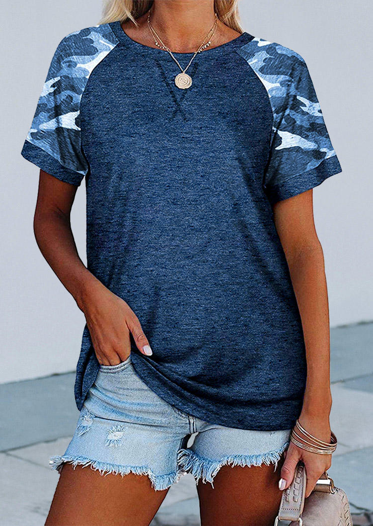 

Camouflage O-Neck T-Shirt Tee - Deep Blue, 507092