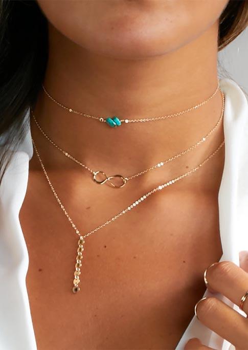 

Turquoise Infinity Coin Multi-Layered Necklace, Pattern2, 507116