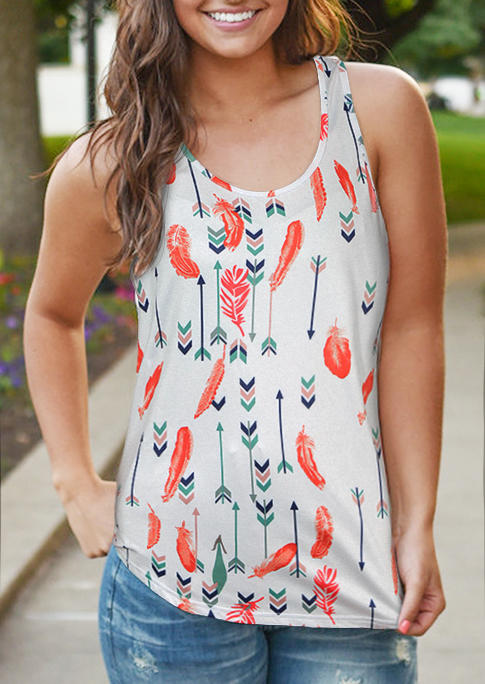 

Feather Arrow Sleeveless Racerback Tank, Multicolor, 507151
