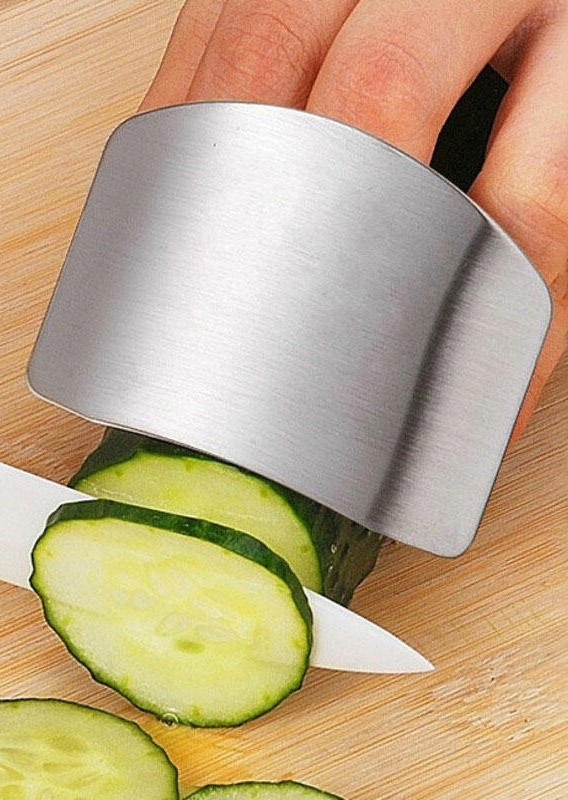 

Kitchen Stainless Steel Finger Guard Cutting Protector, Silver, 490217
