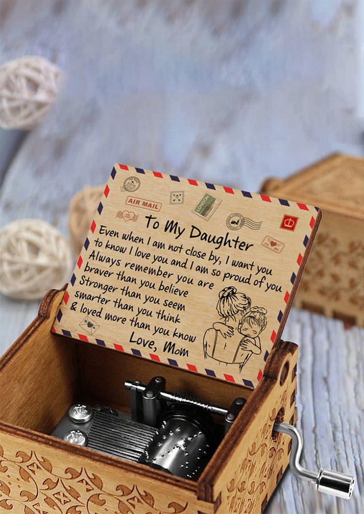 

Mom To My Daughter Hand Crank Engraved Wooden Music Box, Multicolor, 494902