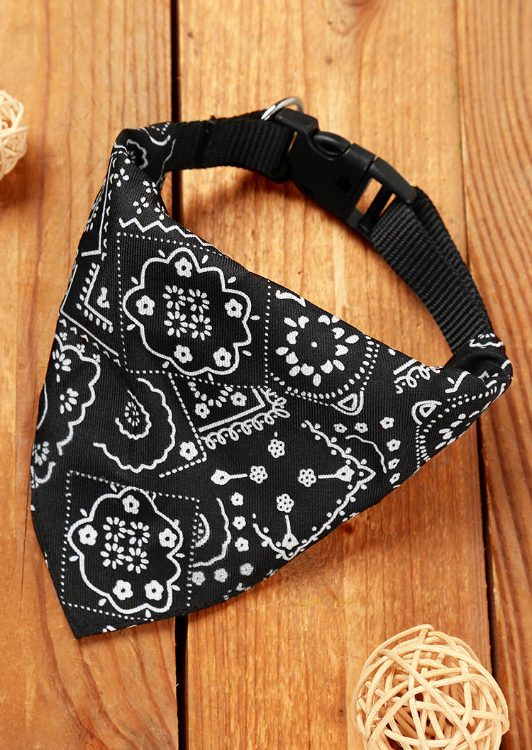 

Floral Adjustable Buckle Pet Dog Triangle Scarf, Black, 499390