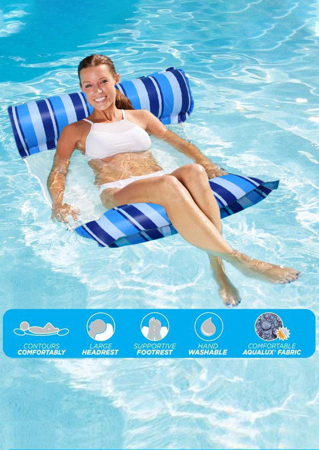 

Multi-Functional Striped Hammock Swimming Pool Float, Blue;orange, 501596