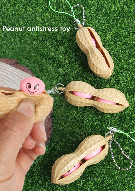 

Peanut Keychain Stress Relief Fidget Toy, Khaki, 504259