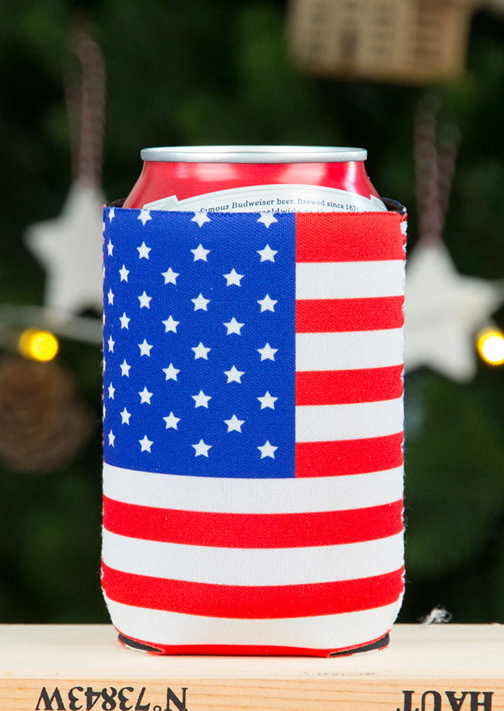 

American Flag Star Striped Can Bottle Cooler Sleeve Cover, Multicolor;royal blue, 504785